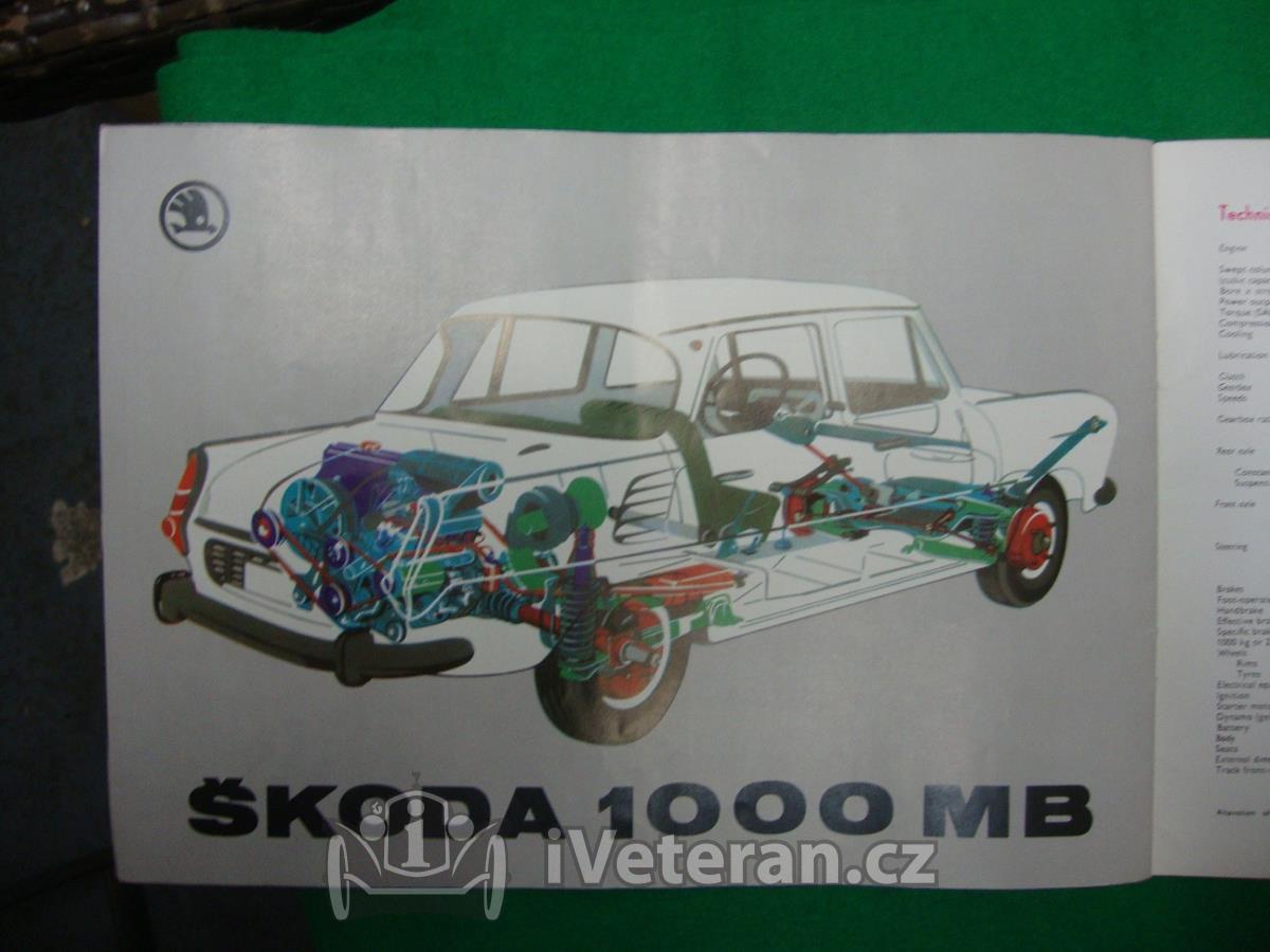 Prodám Škoda 1000 MB Motokov originální prospekt v angličtině pěkný i